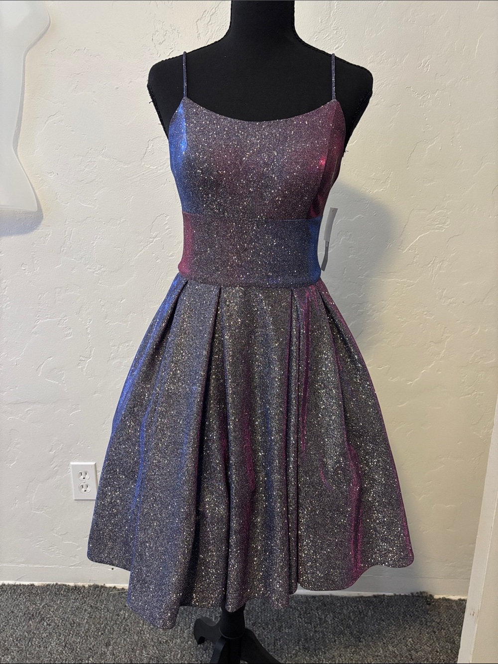 Avery Glitter A-Line Dress in Gray with Pink Highlights